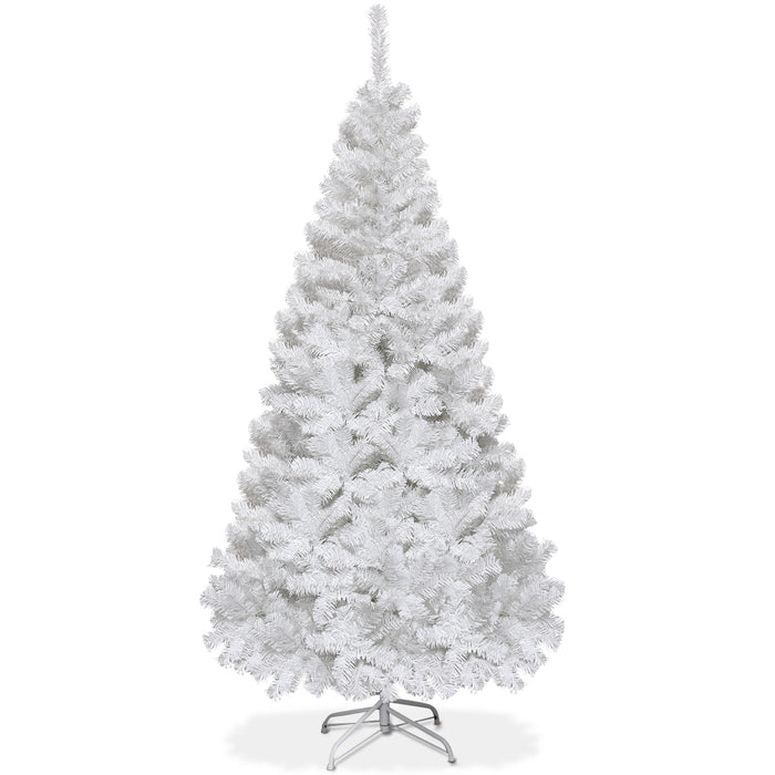 5/6/7/8 Feet White Artificial Christmas Tree with Metal Stand-