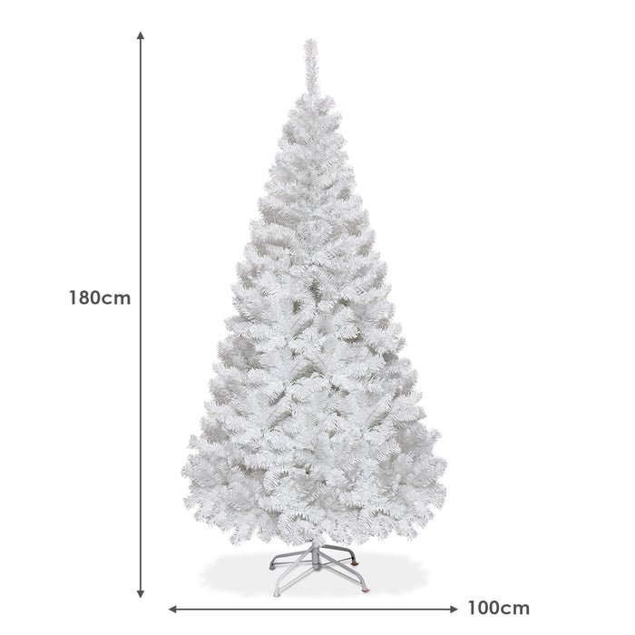 5/6/7/8 Feet White Artificial Christmas Tree with Metal Stand-