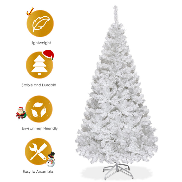 5/6/7/8 Feet White Artificial Christmas Tree with Metal Stand-