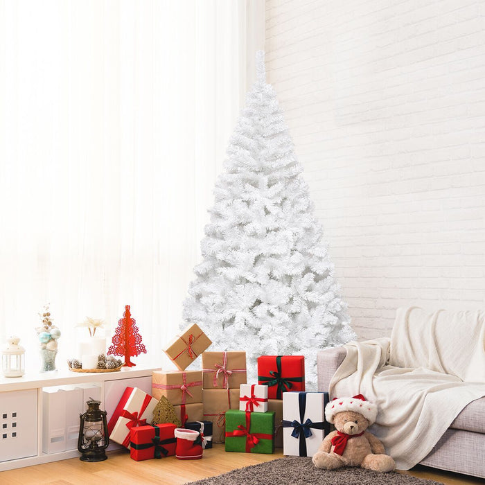 5/6/7/8 Feet White Artificial Christmas Tree with Metal Stand-