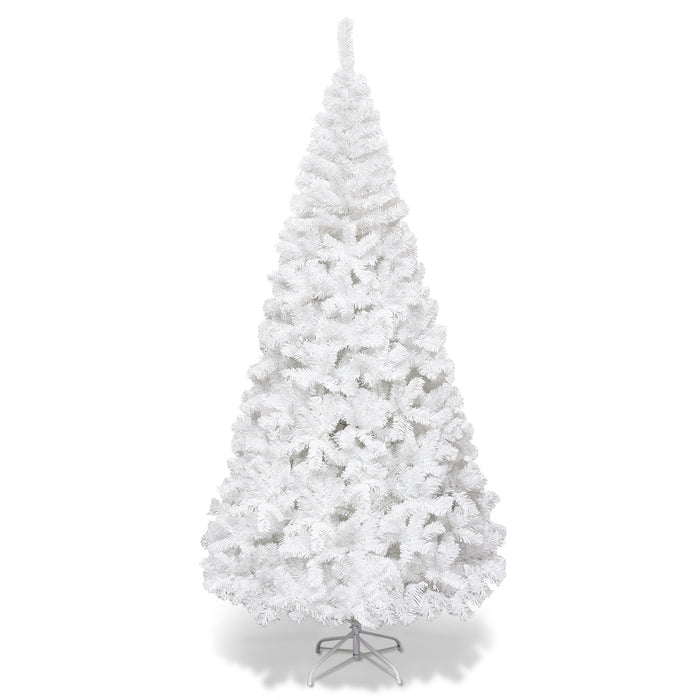 5/6/7/8 Feet White Artificial Christmas Tree with Metal Stand-