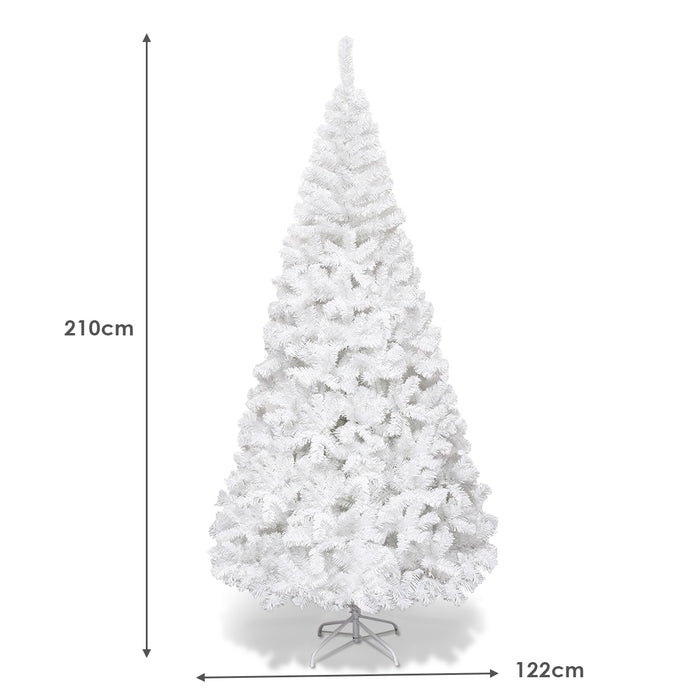 5/6/7/8 Feet White Artificial Christmas Tree with Metal Stand-