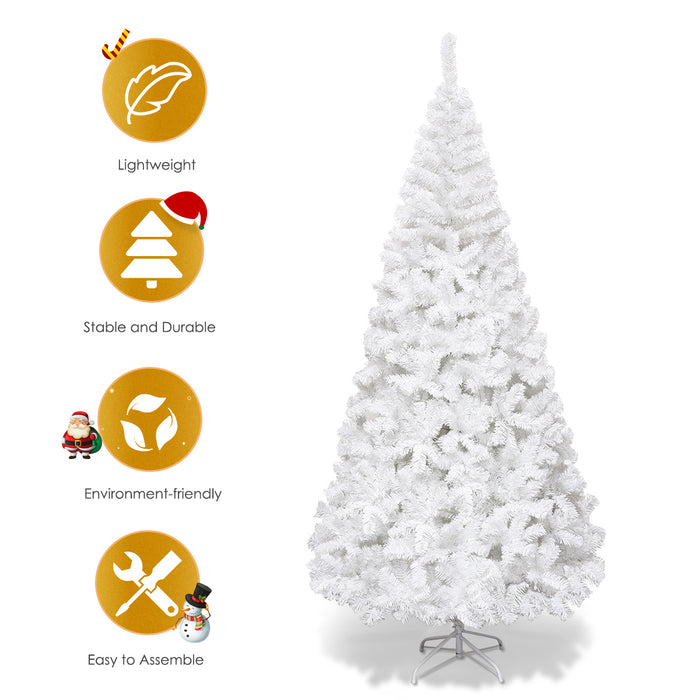 5/6/7/8 Feet White Artificial Christmas Tree with Metal Stand-