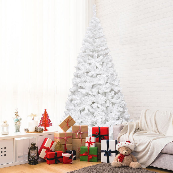 5/6/7/8 Feet White Artificial Christmas Tree with Metal Stand-