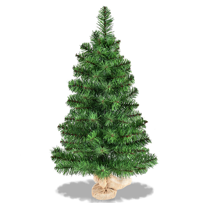 2FT/ Mini Artificial Tabletop Christmas Tree w/ Burlap Base-