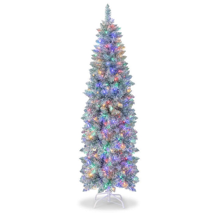 150/180 cm Slim Pencil Christmas Tree with 343/475 Branch Tips and 190/250 Colorful LED Lights-150 cm