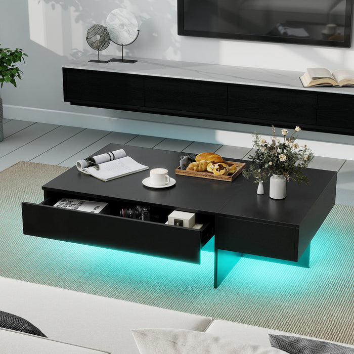 Coffee Table High-Gloss Accent Table with 3 Storage Drawers-