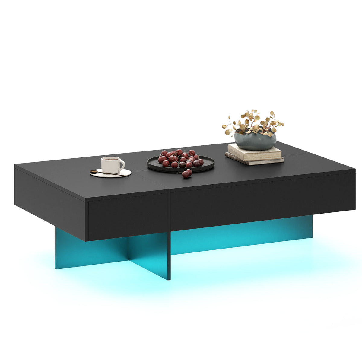 Coffee Table High-Gloss Accent Table with 3 Storage Drawers-