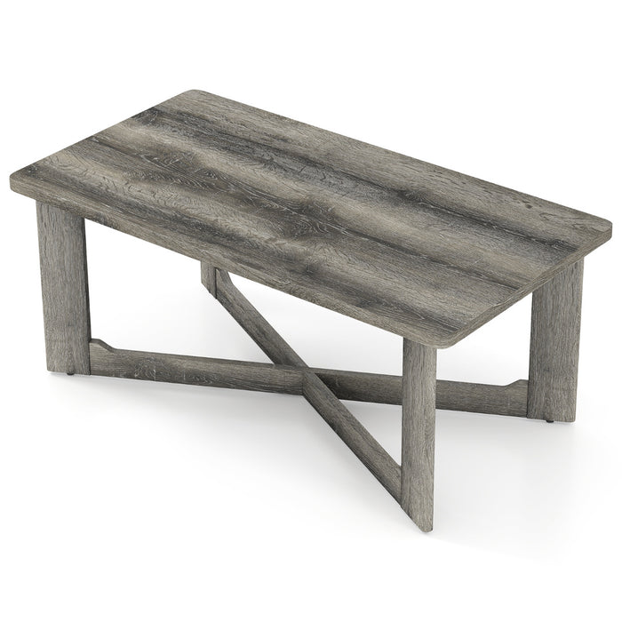 Coffee Table Rectangle Center Table with X-Shaped Base-
