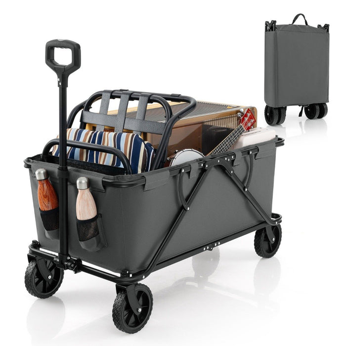 Collapsible Foldable Wagon Cart with Adjustable Handlebar-
