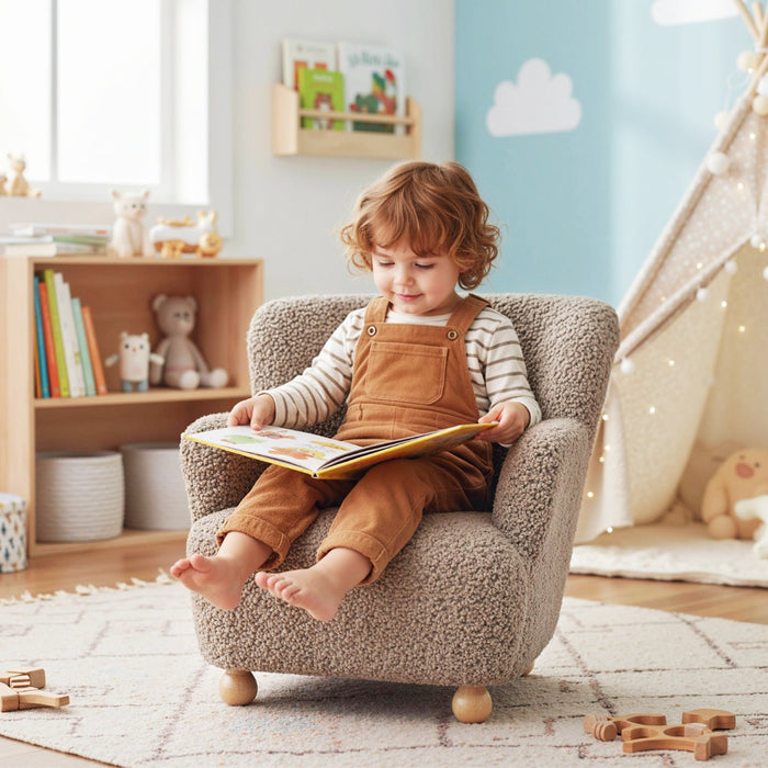 Comfy Toddler Armchair with Solid Rubber Wood Legs-