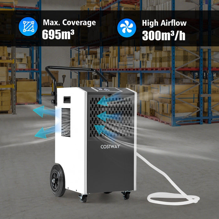 73 L/Day Commercial Dehumidifier with Drain Hose and Timer-Orange