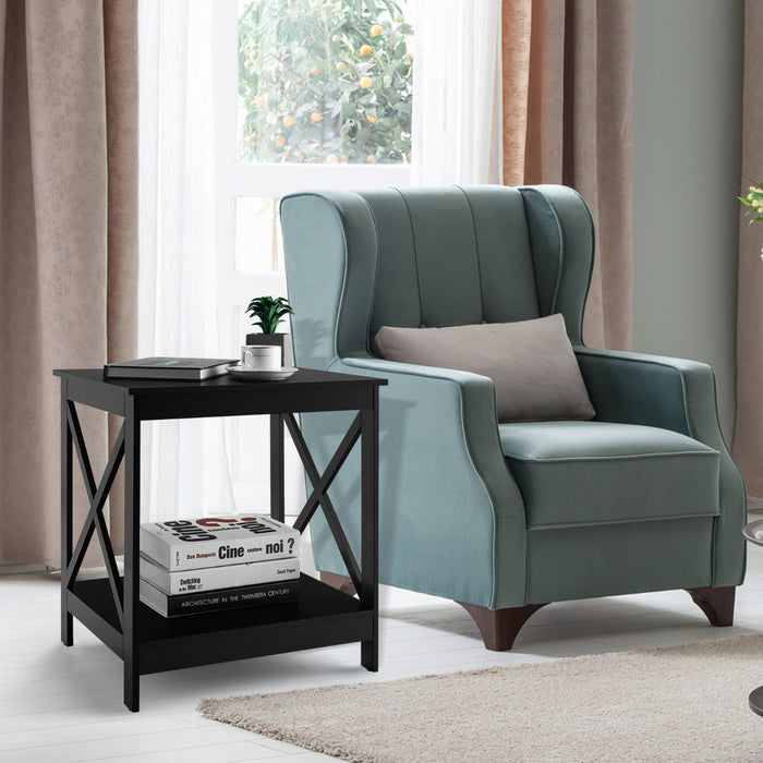 Compact Nightstand with X-shape Design and 4 Solid Legs-