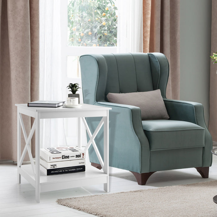 Compact Nightstand with X-shape Design and 4 Solid Legs-