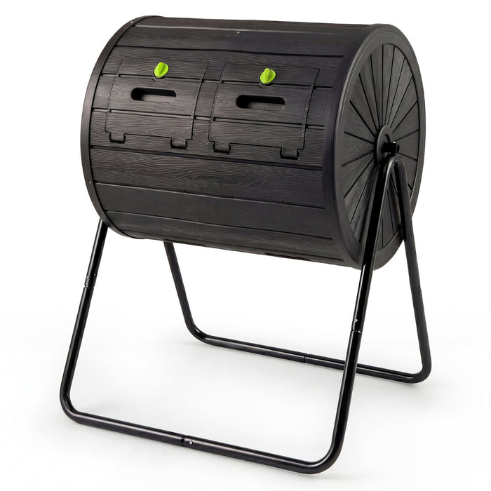 142  Large Outdoor Compost Tumbler with Dual Chambers-