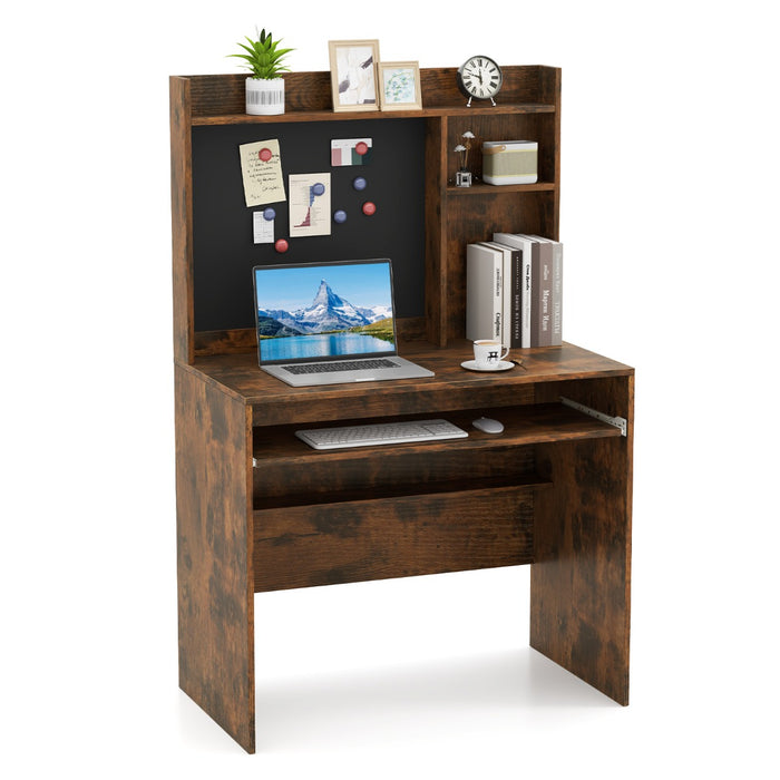 Computer Desk with Magnetic Bulletin Board and Keyboard Tray-