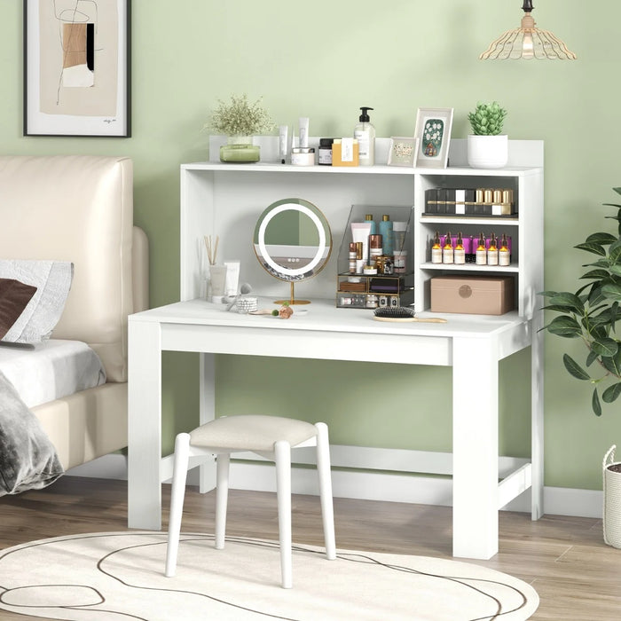 Computer Desk with 3 Storage Shelves and Cable Hole for Study-