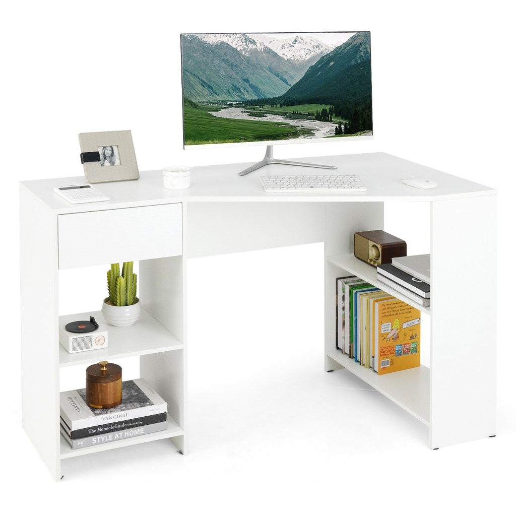 L-Shaped Computer Desk with Storage and Open Shelves for Living Room Bedroom-