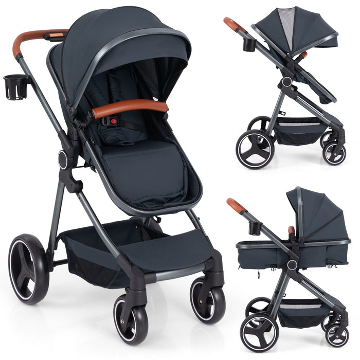 Convertible Baby Stroller with Footmuff and Extendable Canopy-