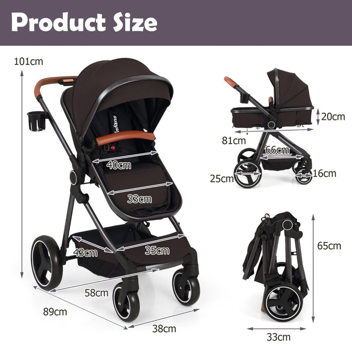 Convertible Baby Stroller with Footmuff and Extendable Canopy-