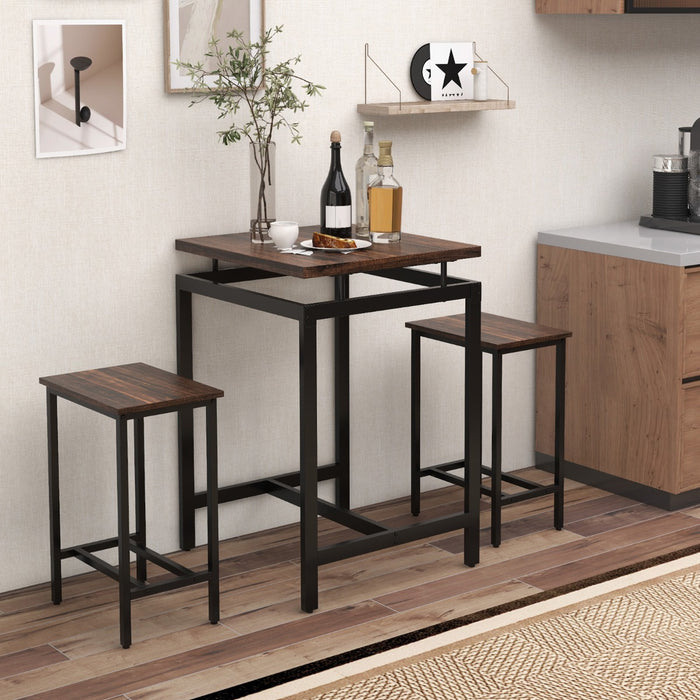 Compact Dining Combo - Counter Height Table & 2 Stools with Floating Tabletop and Footrest - Ideal Dinner Solution for Small Spaces