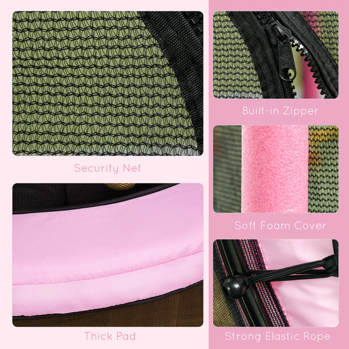 HOMCOM 4.6FT/75" Kids Trampoline, Indoor Outdoor Toddler Trampoline, with Safety Enclosure, Springless design - Pink