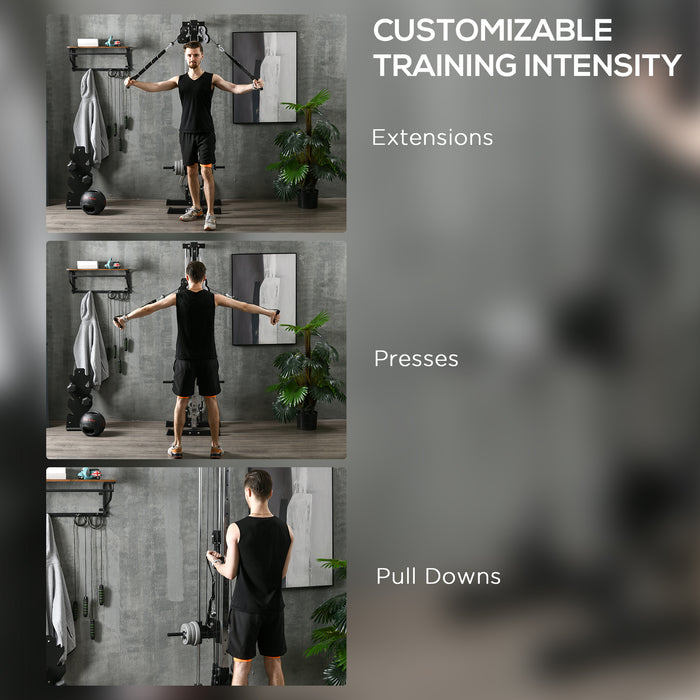 SPORTNOW Wall Mount Cable Machine, 15 Positions Adjustable Cable Crossover Machine Dual Pulley System for Home Gym