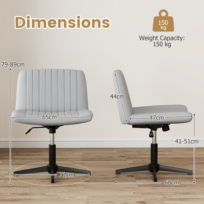 Criss Cross Legged Chair No Wheels with Wide Padded Seat-Beige
