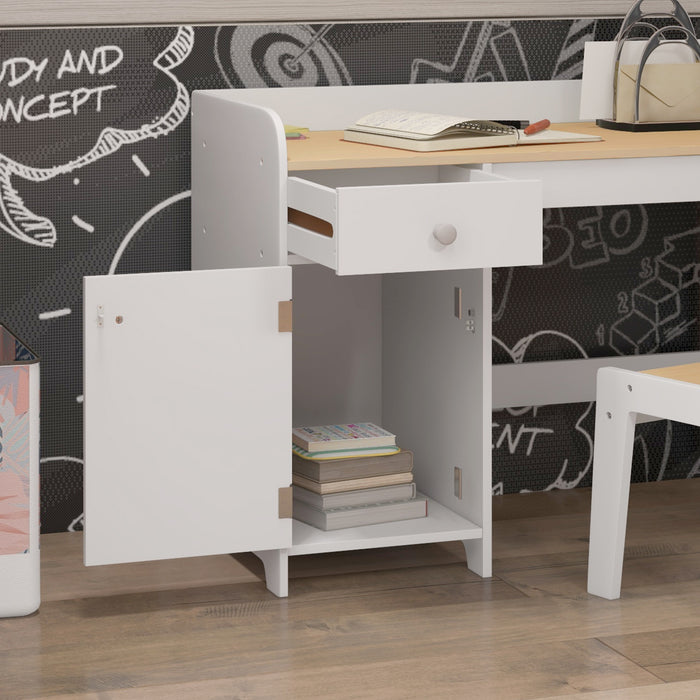 Kids Study Combo - Adjustable Desk & Chair Set with Storage for Ages 3-6 - Ergonomic Furniture for Children’s Learning and Creativity, White