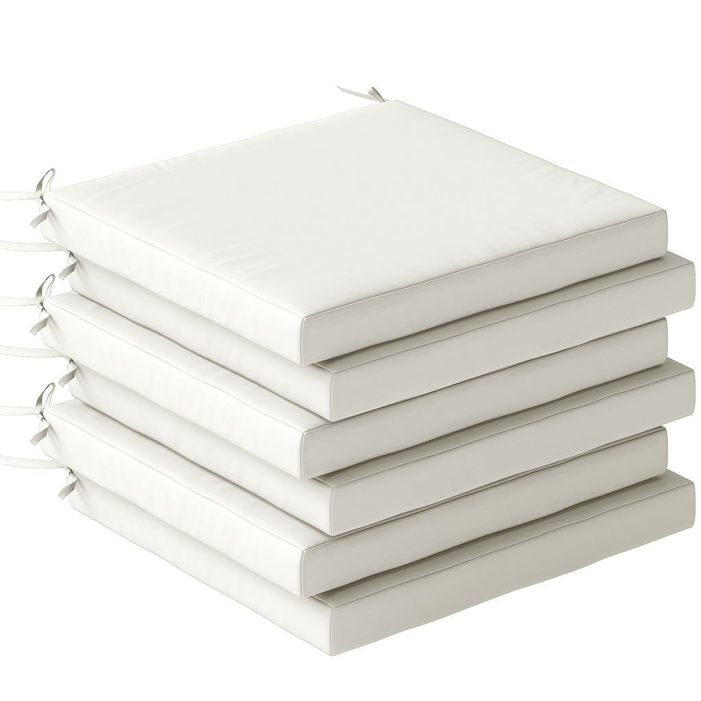 Outsunny Set of 6 Outdoor Seat Cushions with Machine Washable Cover, Water Repellent Seat Cushions Cream White
