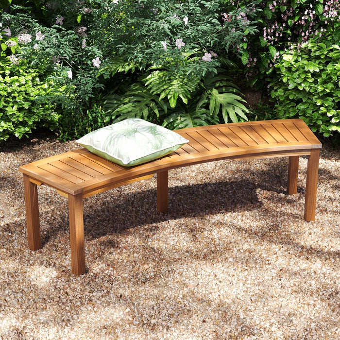 Curved Fire Pit Bench with Slatted Seat and Painted Surface-