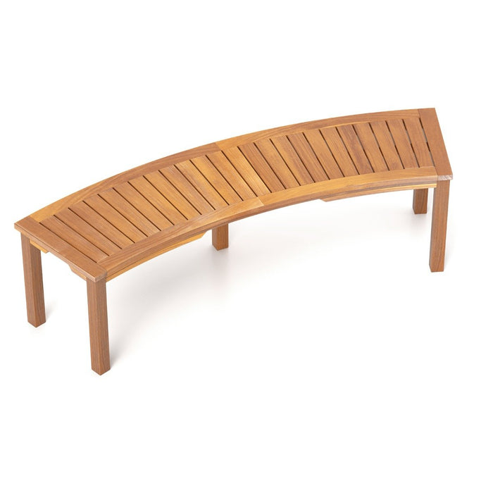 Curved Fire Pit Bench with Slatted Seat and Painted Surface-