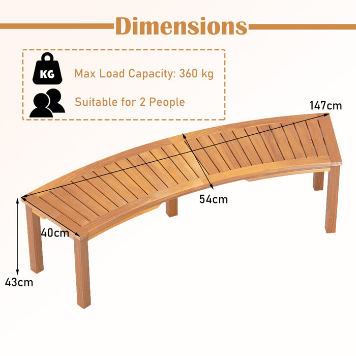 Curved Fire Pit Bench with Slatted Seat and Painted Surface-