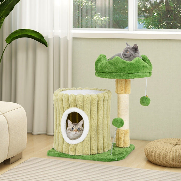 Cute Cat Tree with Sisal Scratching Posts and Plush Padded Perch