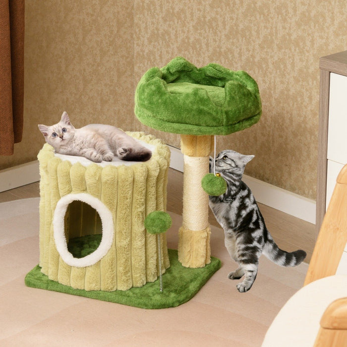 Cute Cat Tree with Sisal Scratching Posts and Plush Padded Perch