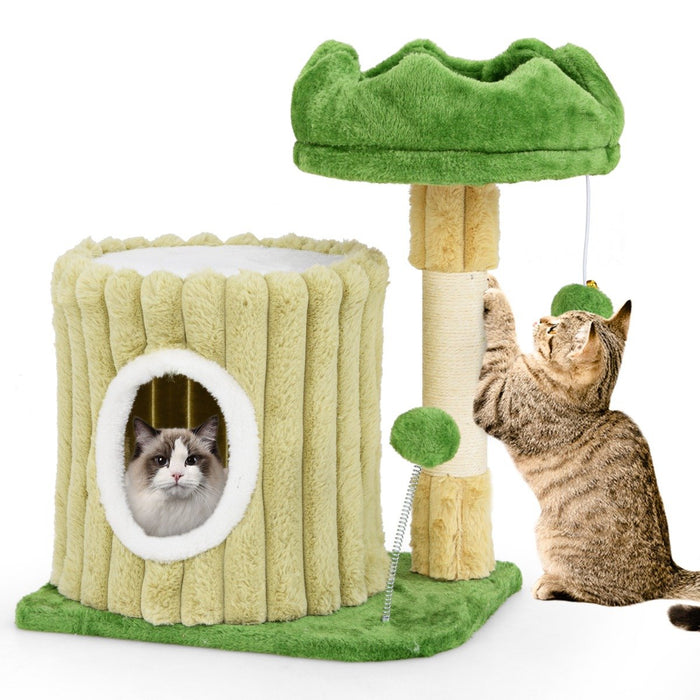 Cute Cat Tree with Sisal Scratching Posts and Plush Padded Perch