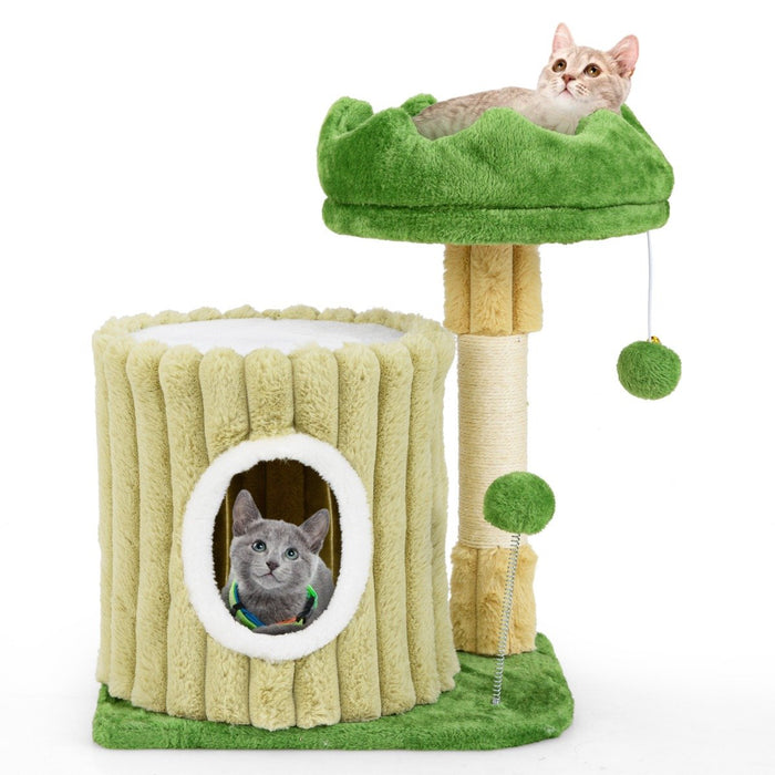 Cute Cat Tree with Sisal Scratching Posts and Plush Padded Perch
