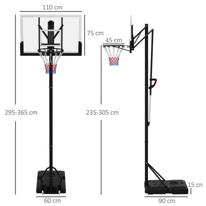 Height-Adjustable Basketball Hoop System - 6-Level, Freestanding with Wheels, 2.35M-3.05M Range - Perfect for Home Sports & Outdoor Recreation