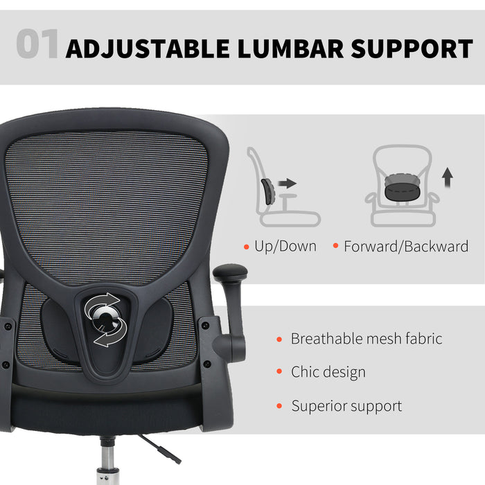 HOMCOM Draughtsman Chair, with Adjustable Lumbar - Black
