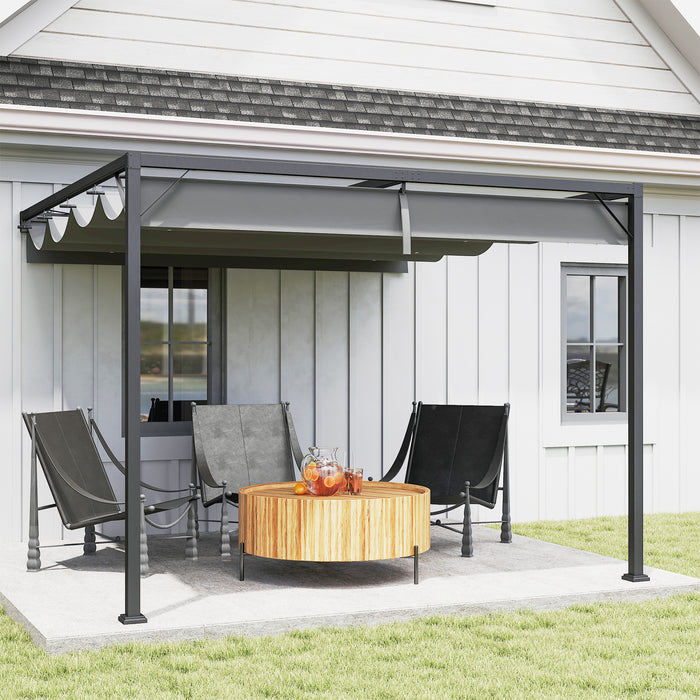 Outsunny 3 x 3(m) Outdoor Pergola with Retractable Canopy - Grey