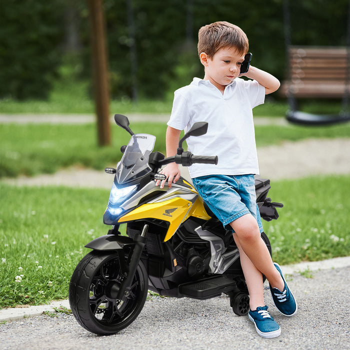 Honda Official 12V Electric Kids Motorbike - Music, Headlights, Educational Features for Learning - Perfect Ride-on Toy for 3-6 Year Olds - Vibrant Yellow