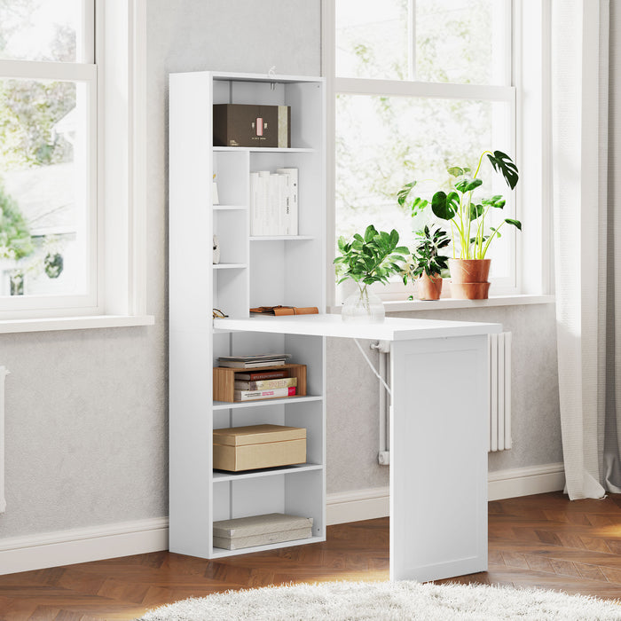 HOMCOM Three-Part Work Desk, with Storage and Chalkboard - White