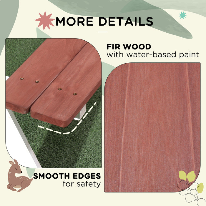 Outsunny Kids Picnic Table, Wooden Table and Bench Set, Kids Garden Furniture for Patio Aged 3-8 Years Old, Brown