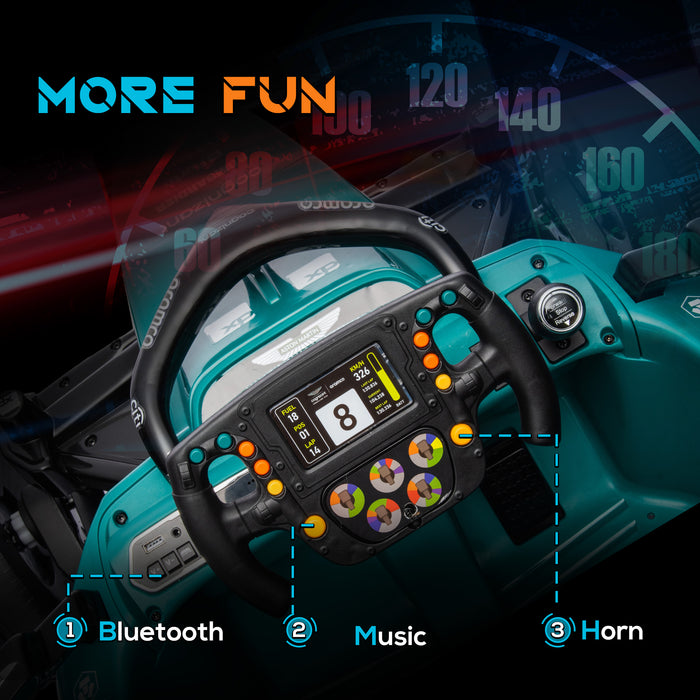 AIYAPLAY 12V Electric Go Kart, Kids Ride On Racing Kart with Shock-Absorbing Wheels, Bluetooth, Music Horn, Green | Aosom UK