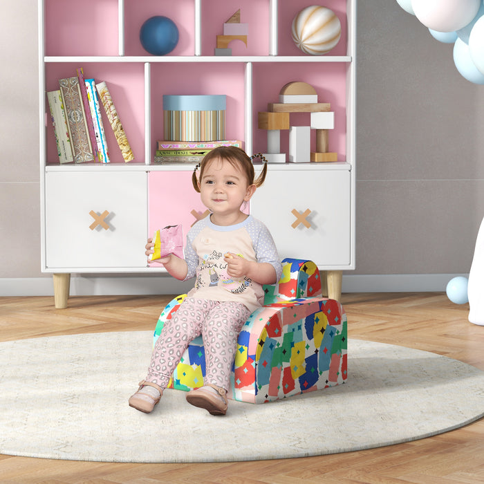Foldable Snuggle Toddler Chair - Soft Sponge, Bedroom & Playroom Furniture for Kids - Designed for Ages 18 Months to 3 Years, Colorful Design
