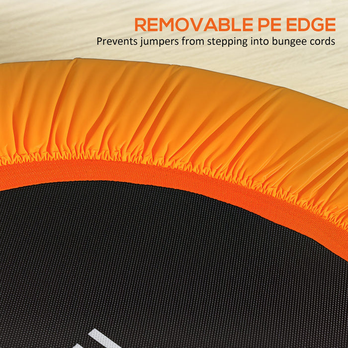 HOMCOM 40" Fitness Trampoline with Adjustable Handle, Rebounder Trampoline Mini Jumper for Indoor Exercise Workout, Support Up to 100kg, Orange