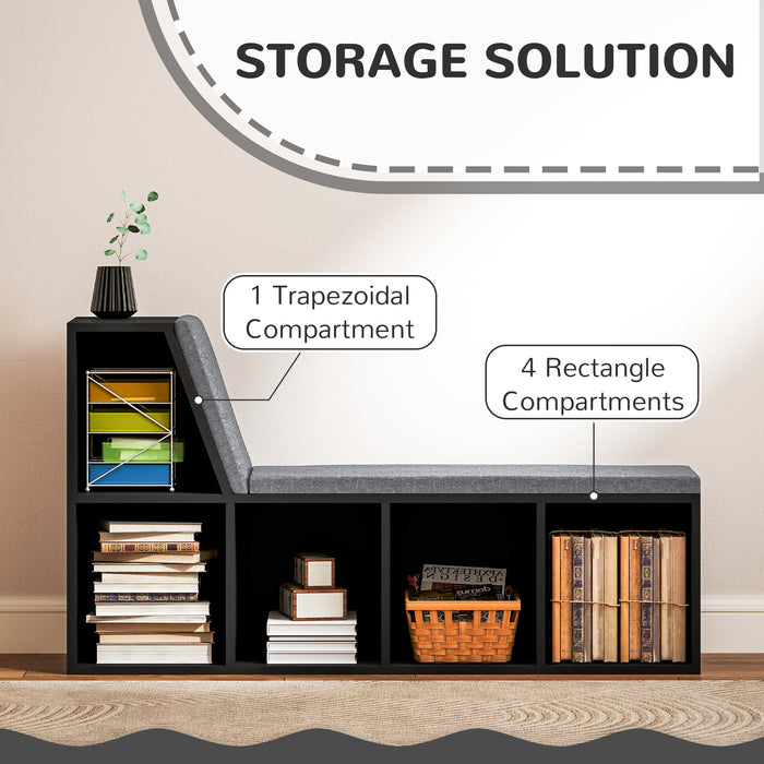 HOMCOM 2 Tier Modern Bookcase Bookshelf with Removable Cushions for Living Room