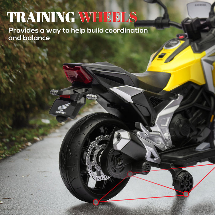 Honda Official 12V Electric Kids Motorbike - Music, Headlights, Educational Features for Learning - Perfect Ride-on Toy for 3-6 Year Olds - Vibrant Yellow