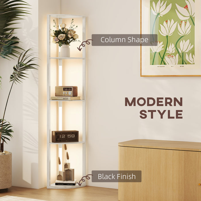 HOMCOM Corner Floor Lamp for Living Room Bedroom with Dimmable Warm White LED Light, Modern Tall Standing Lamp, Oak