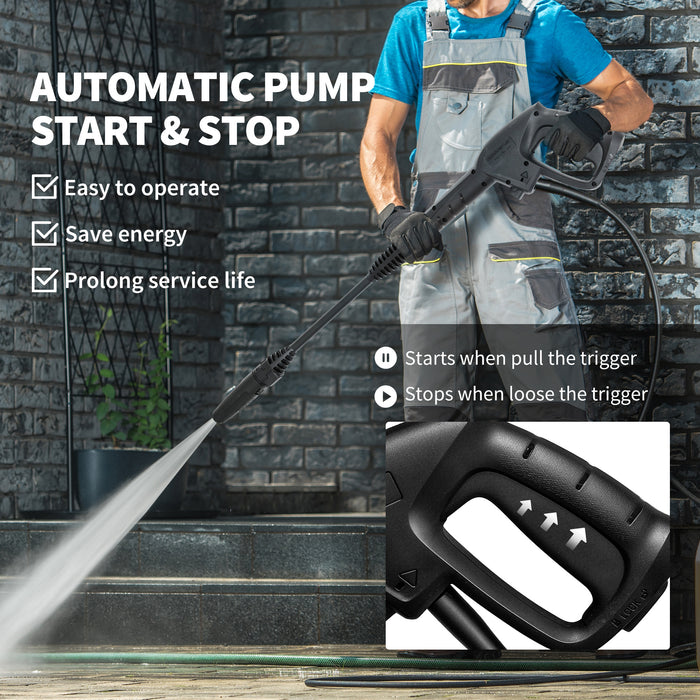 Outsunny 1800W High Pressure Washer, 150 Bar Pressure, 420 L/h Flow, Portable Electric Power Washer Jet Wash Cleaner with Adjustable Nozzle, 6M Hose, Steel Handle for Home Patio Car Driveway, Blue